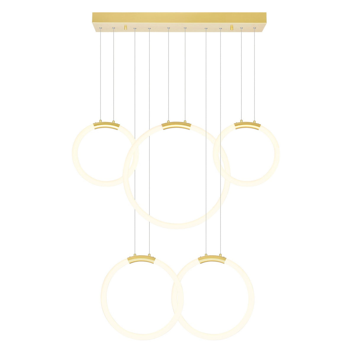 CWI Lighting - 1273P44-5-602-RC - LED Chandelier - Hoops - Satin Gold