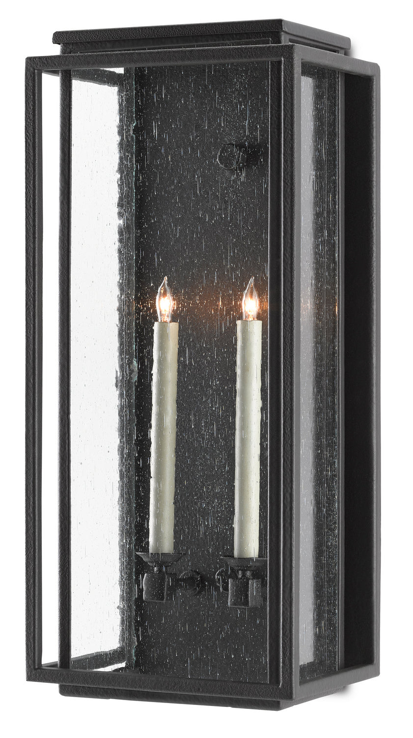 Currey and Company - 5500-0041 - Two Light Outdoor Wall Sconce - Wright - Midnight Black/Clear Seeded