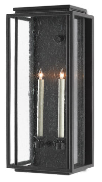 Currey and Company - 5500-0041 - Two Light Outdoor Wall Sconce - Wright - Midnight Black/Clear Seeded
