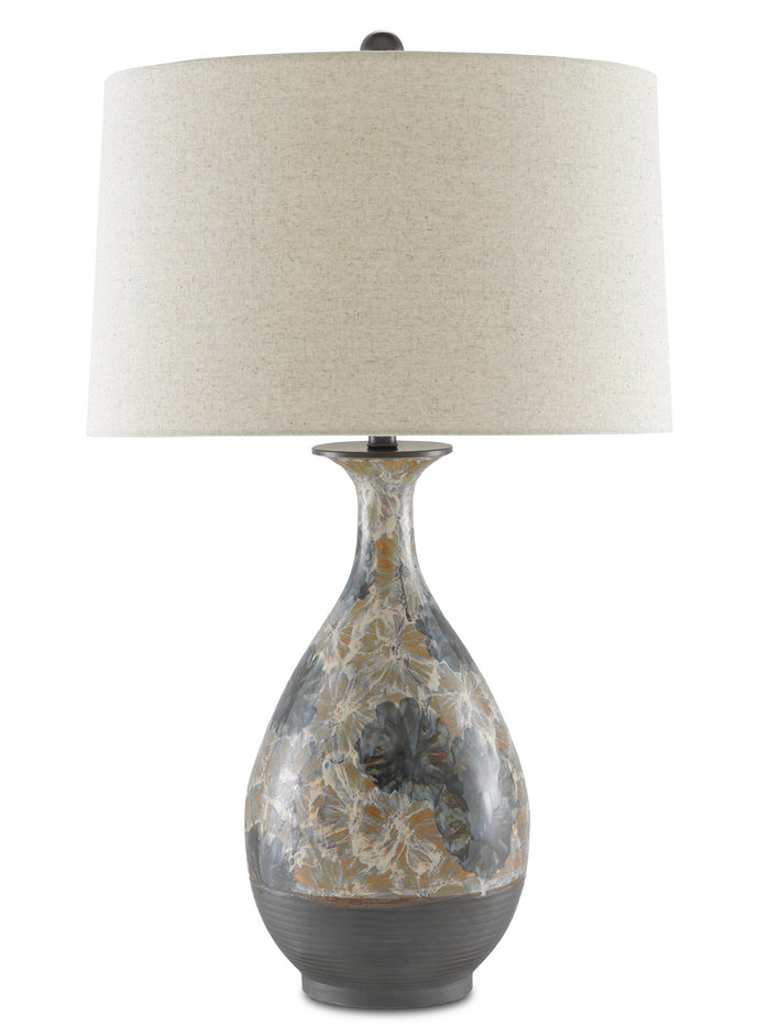 Currey and Company - 6000-0658 - One Light Table Lamp - Frangipani Table Lamp - Cream/Blue/Brown