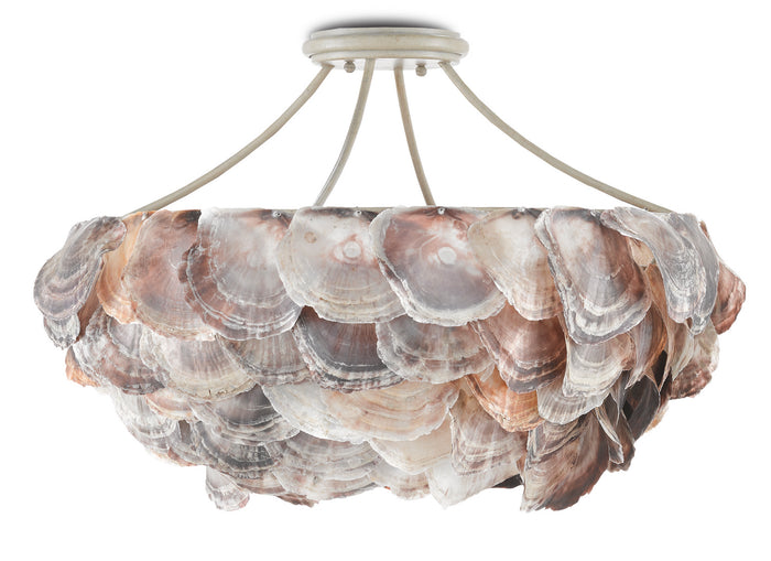 Currey and Company Six Light Chandelier from the Seahouse collection in Smokewood/Natural Shell finish