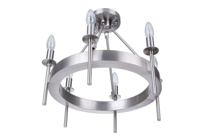 Craftmade - 54356-BNK - Six Light Semi-Flush Mount - Larrson - Brushed Polished Nickel