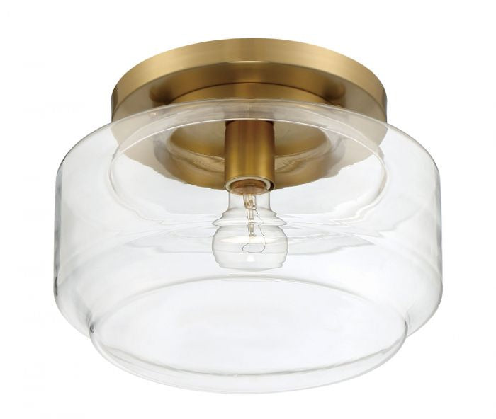 Craftmade One Light Flushmount from the Peri collection in Satin Brass finish