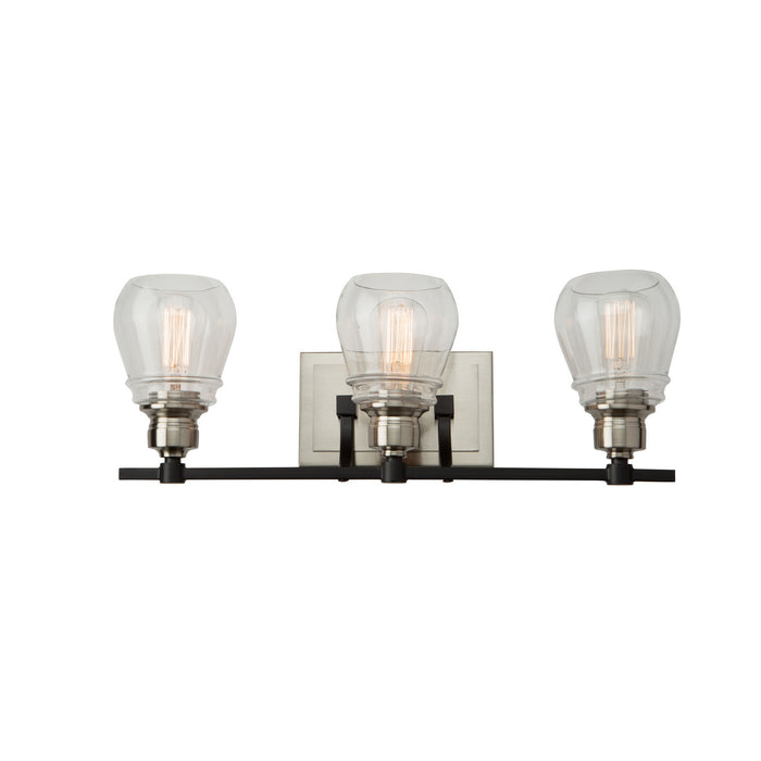 Artcraft Three Light Vanity from the Nelson collection in Black and Brushed Nickel finish