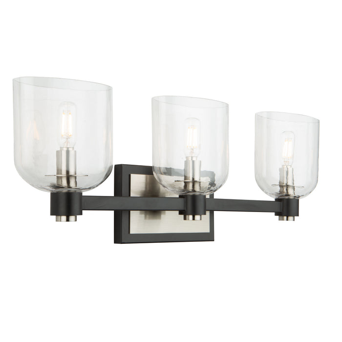 Artcraft Three Light Vanity from the Lyndon collection in Black and Brushed Nickel finish