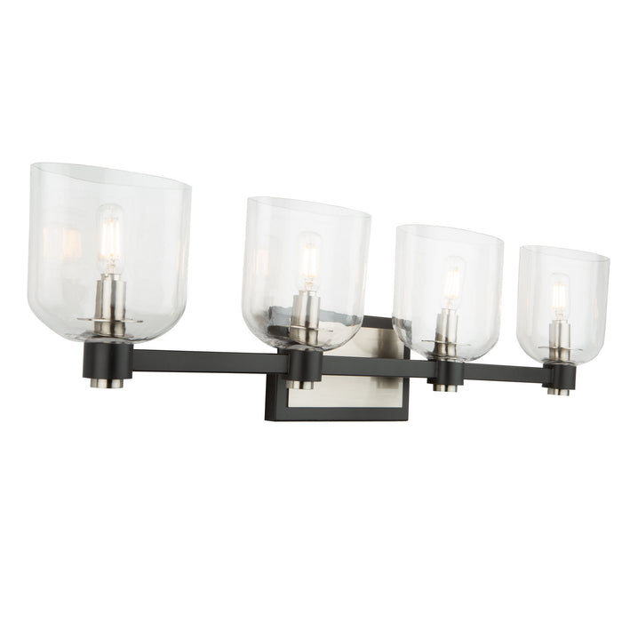 Artcraft Four Light Vanity from the Lyndon collection in Black and Brushed Nickel finish