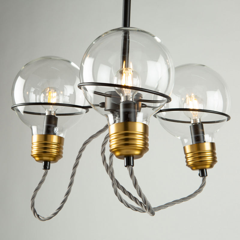 Artcraft - AC11723BK - Three Light Semi-Flush Mount - Martina - Black and Brushed Brass