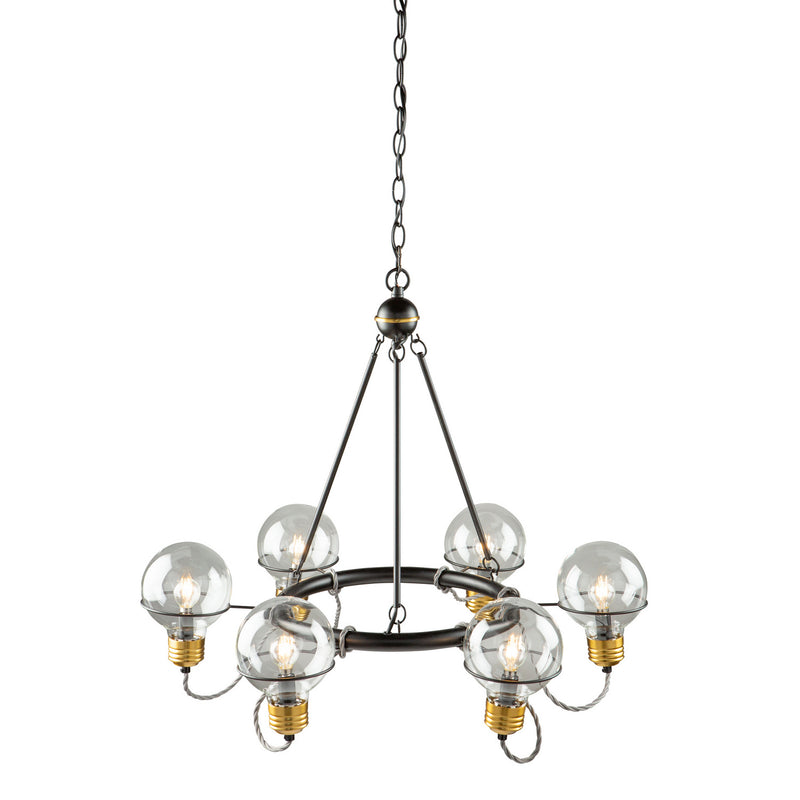 Artcraft - AC11727BK - Six Light Chandelier - Martina - Black and Brushed Brass