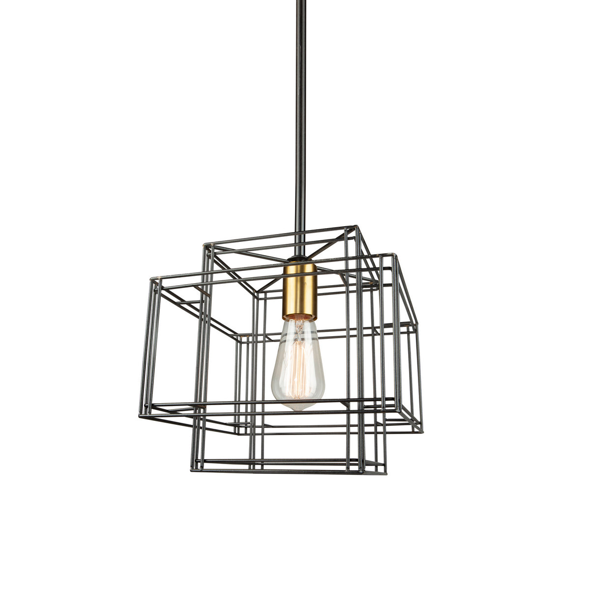 Artcraft - AC11731BK - One Light Pendant - Artisan - Black and Brushed Brass