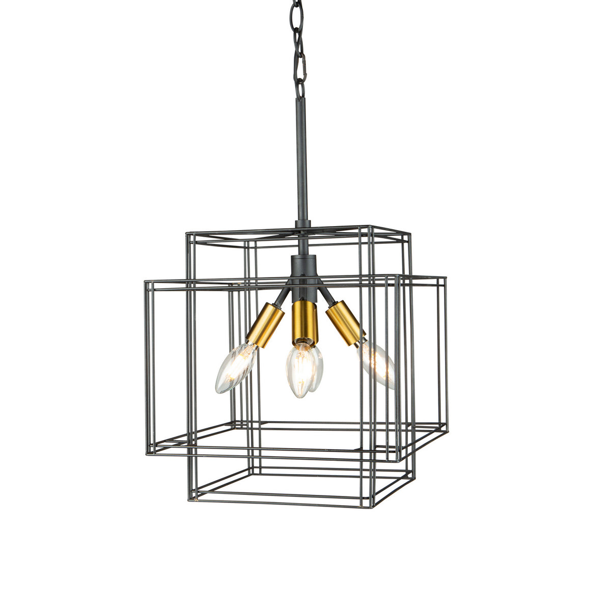 Artcraft Four Light Pendant from the Artisan collection in Black and Brushed Brass finish
