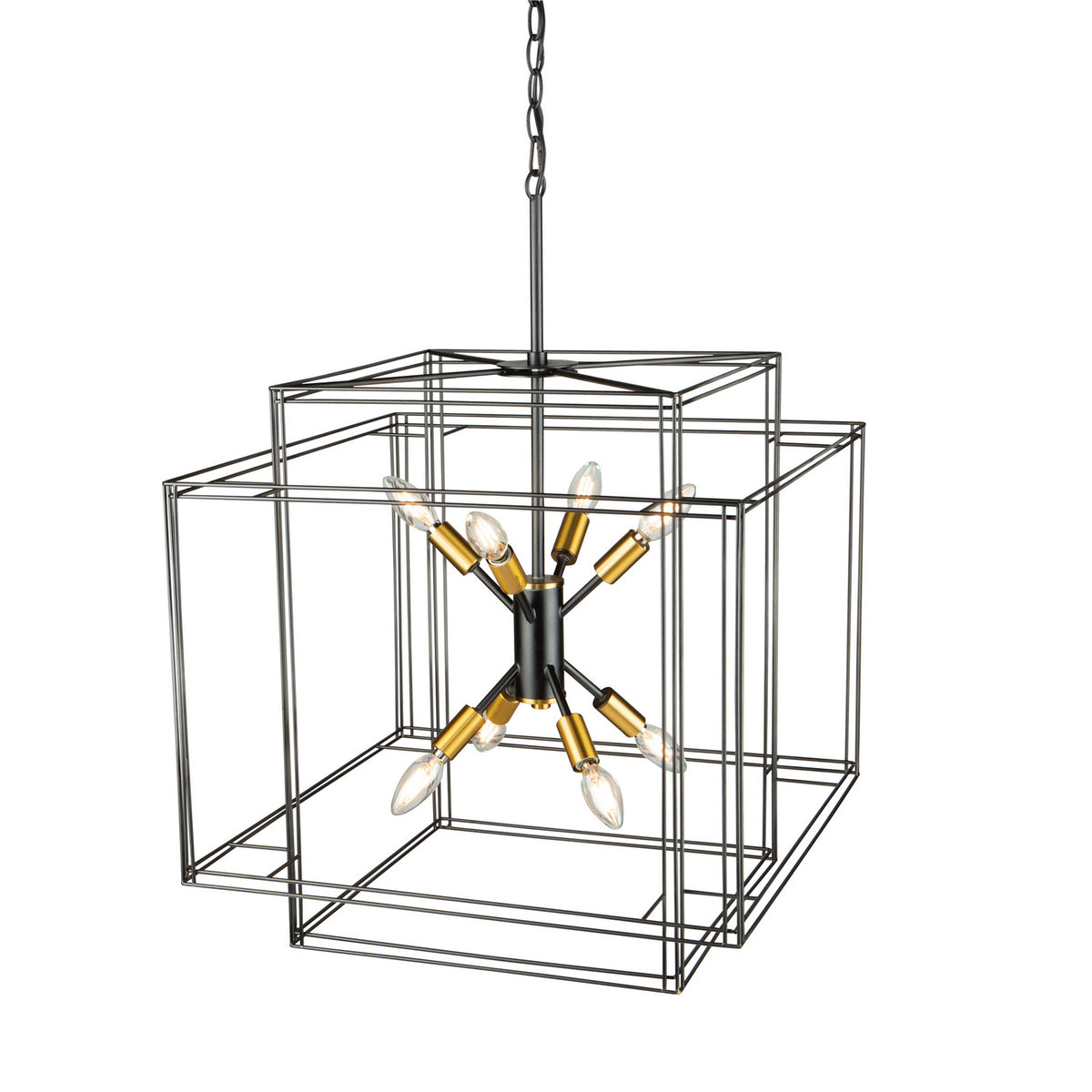 Artcraft - AC11738BK - Eight Light Pendant - Artisan - Black and Brushed Brass