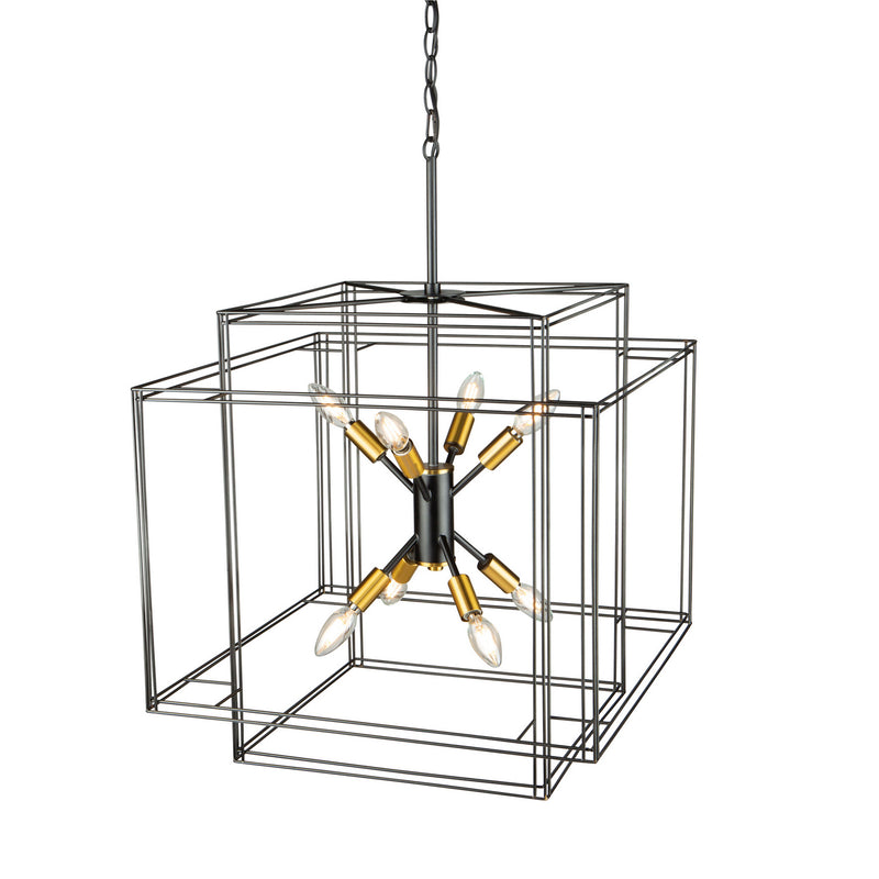 Artcraft - AC11738BK - Eight Light Pendant - Artisan - Black and Brushed Brass