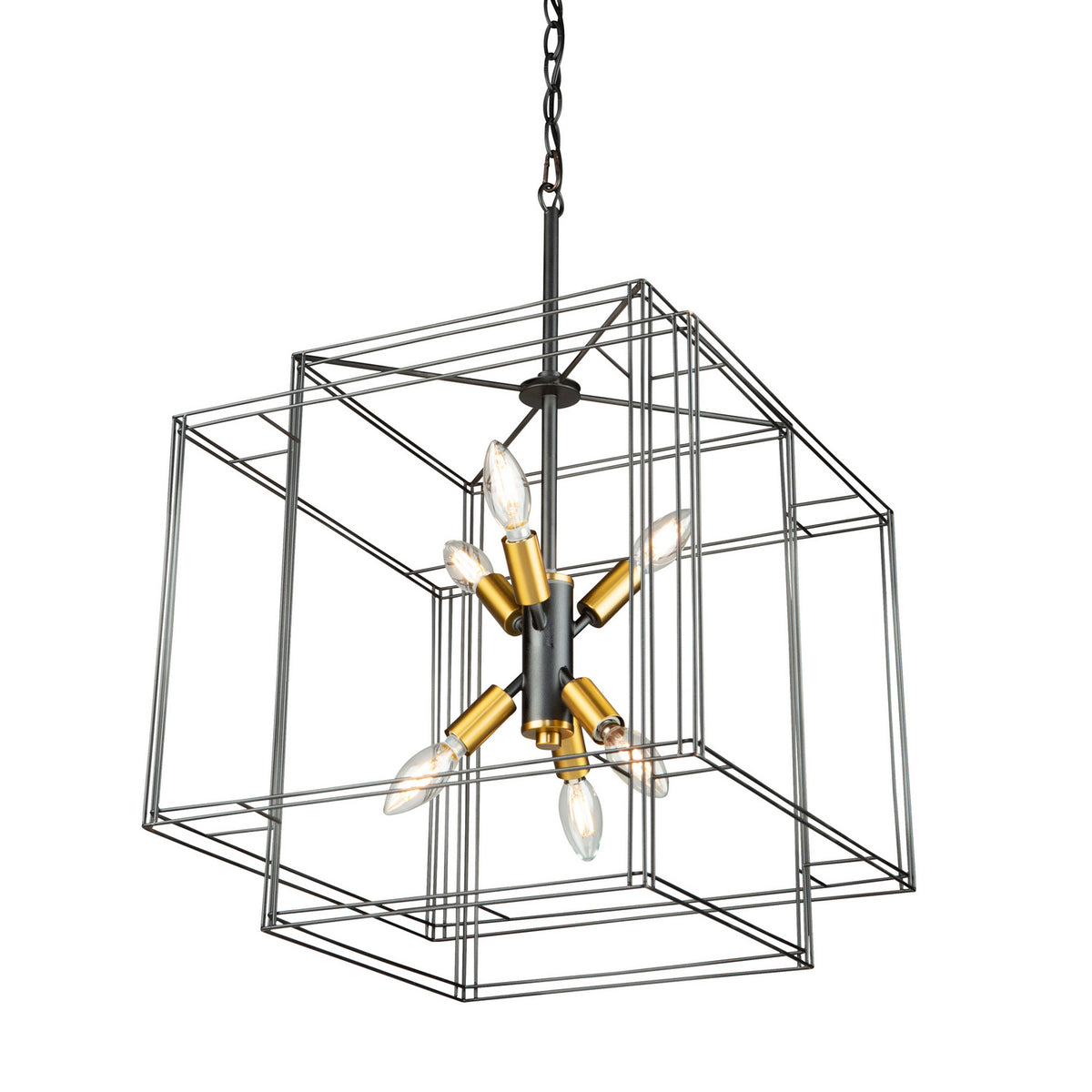 Artcraft - AC11738BK - Eight Light Pendant - Artisan - Black and Brushed Brass