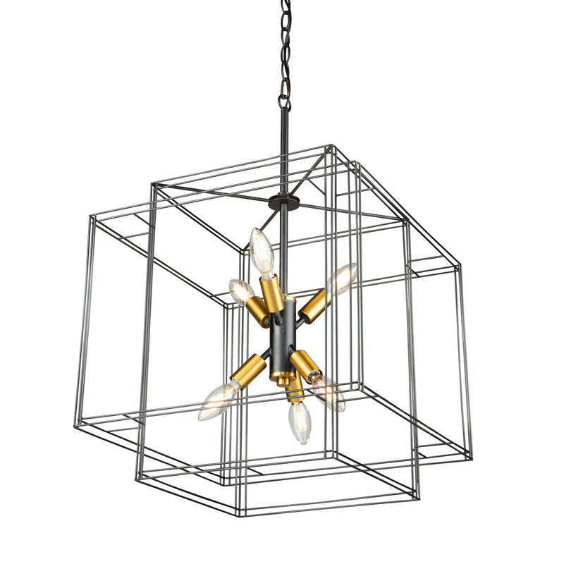 Artcraft - AC11738BK - Eight Light Pendant - Artisan - Black and Brushed Brass