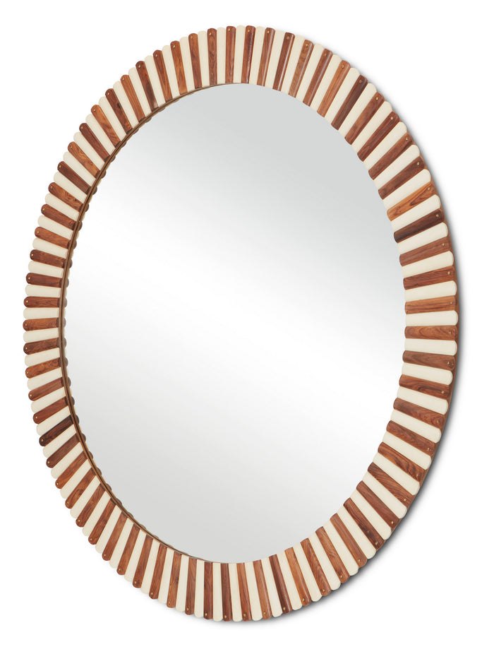 Currey and Company Mirror from the Muse collection in Natural/Ivory/Brass/Mirror finish
