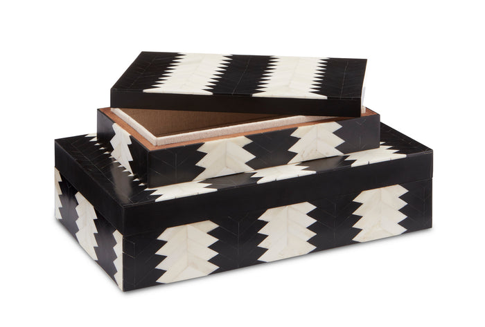 Currey and Company Box Set of 2 from the Jamie Beckwith collection in Black/White/Natural finish
