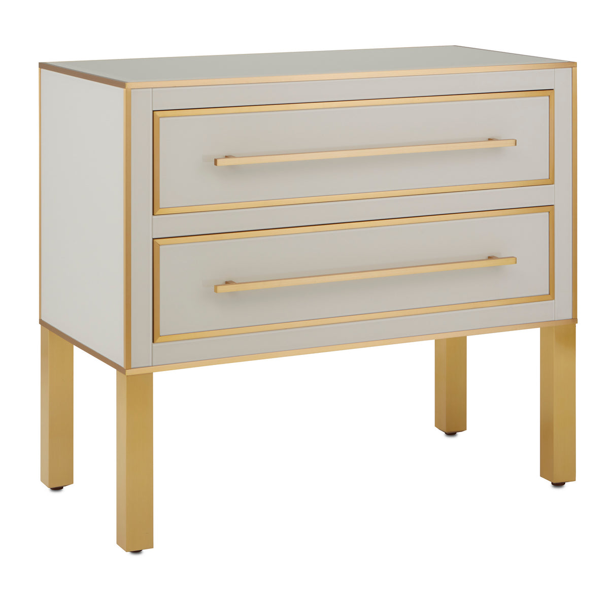 Currey and Company - 3000-0184 - Chest - Arden Collection - Ivory/Satin Brass
