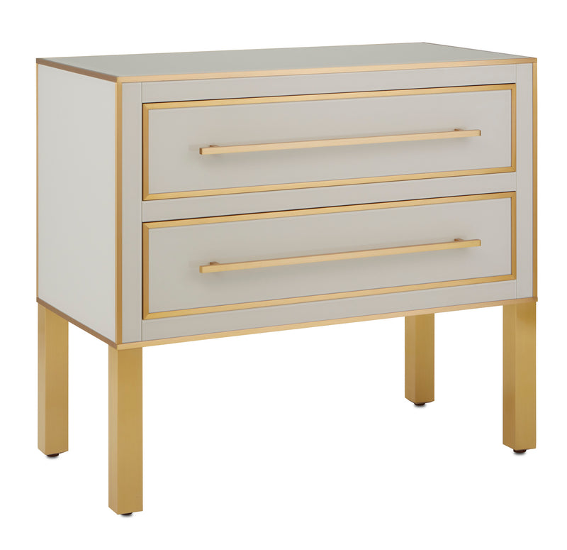 Currey and Company - 3000-0184 - Chest - Arden Collection - Ivory/Satin Brass