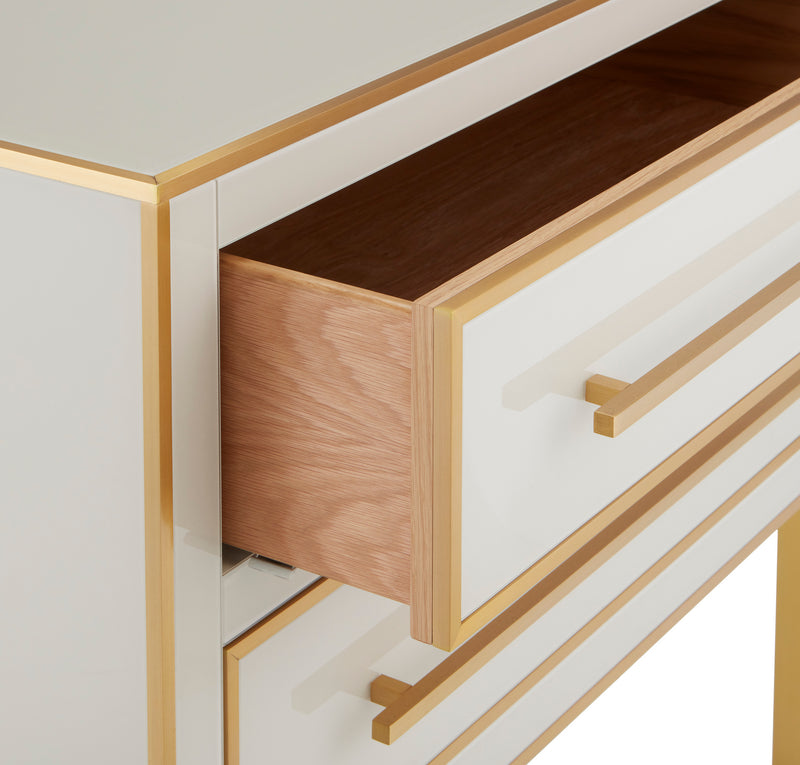Currey and Company - 3000-0184 - Chest - Arden Collection - Ivory/Satin Brass