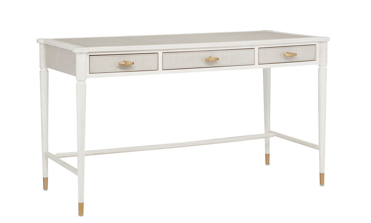Currey and Company - 3000-0190 - Desk - Aster - Off-White/Fog/Brass