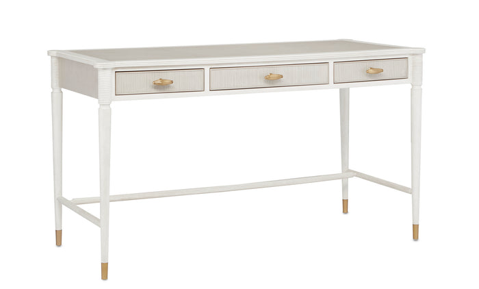 Currey and Company - 3000-0190 - Desk - Aster - Off-White/Fog/Brass