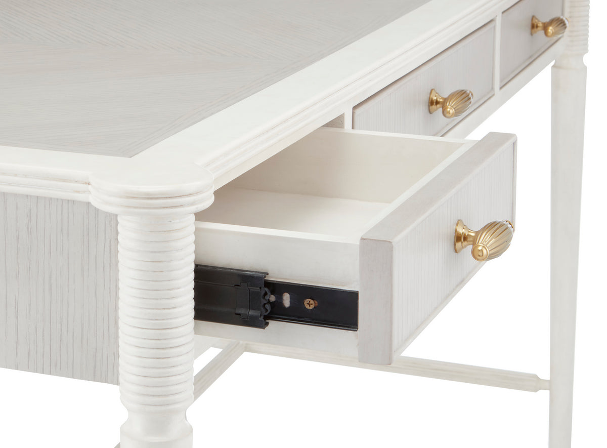 Currey and Company - 3000-0190 - Desk - Aster - Off-White/Fog/Brass