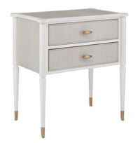 Currey and Company - 3000-0191 - Nightstand - Aster Collection - Off White/Fog/Brass