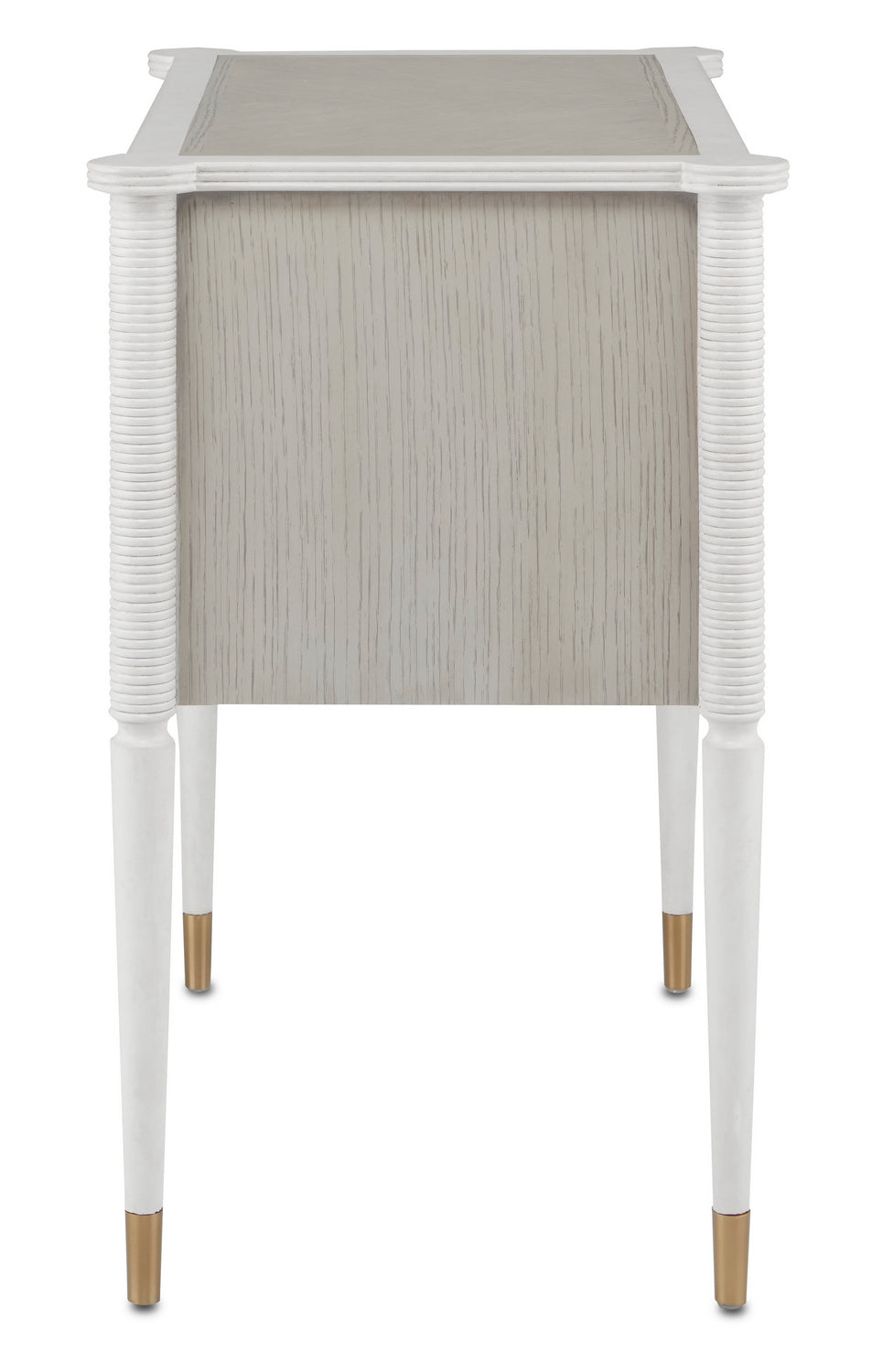 Currey and Company - 3000-0191 - Nightstand - Aster Collection - Off White/Fog/Brass