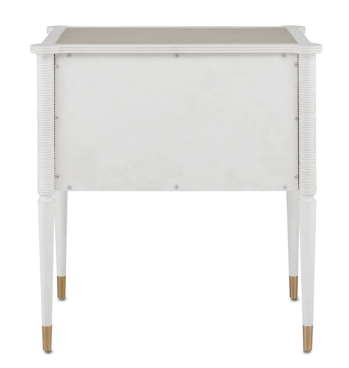 Currey and Company - 3000-0191 - Nightstand - Aster Collection - Off White/Fog/Brass