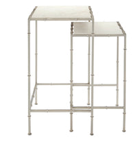 Currey and Company Nesting Table Set of 2 from the Harte collection in Nickel/White finish