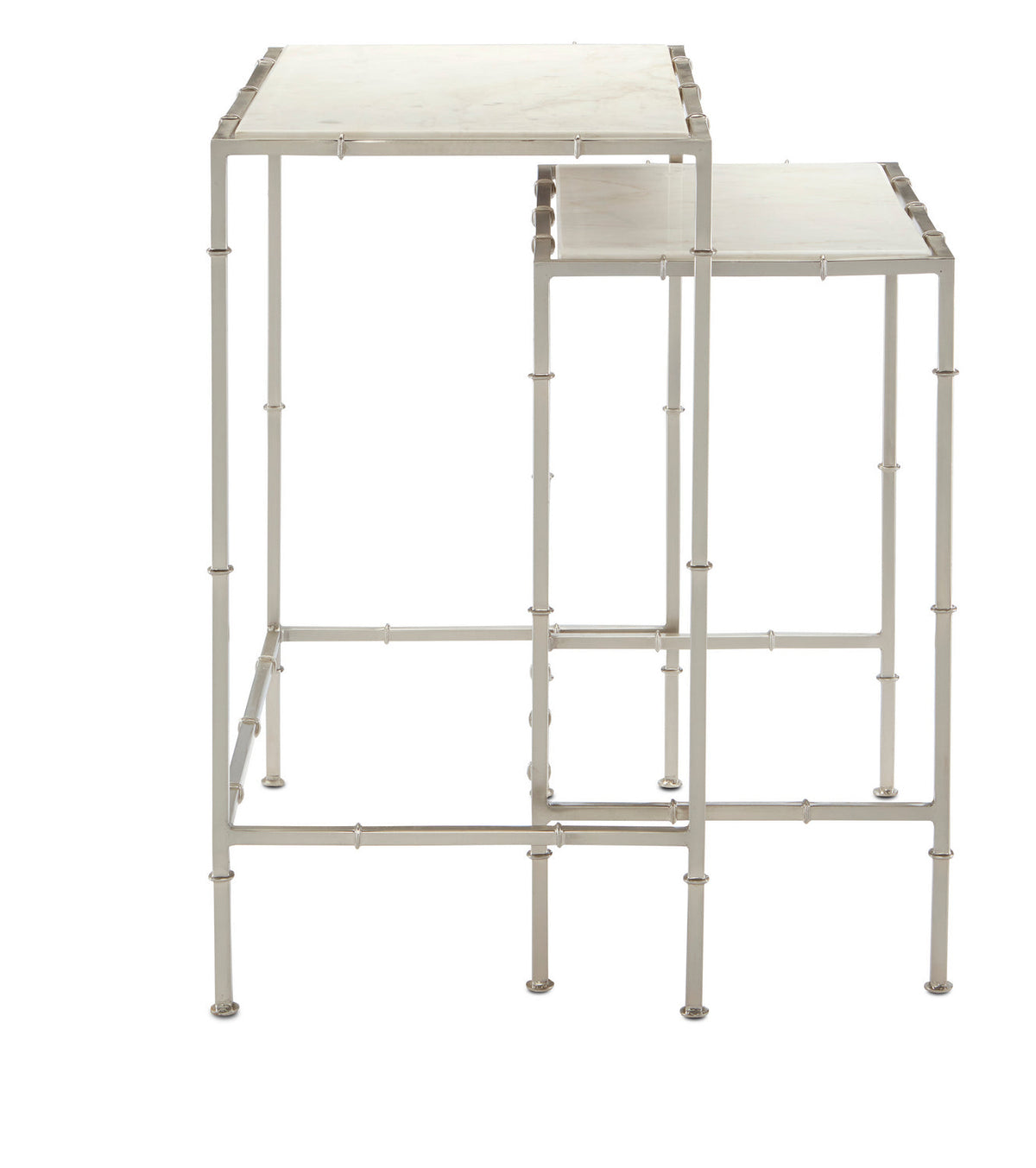 Currey and Company Nesting Table Set of 2 from the Harte collection in Nickel/White finish