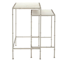 Currey and Company Nesting Table Set of 2 from the Harte collection in Nickel/White finish