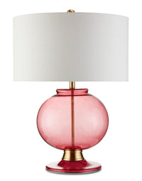 Currey and Company - 6000-0717 - One Light Table Lamp - Jocasta Collection - Clear Red/Brass