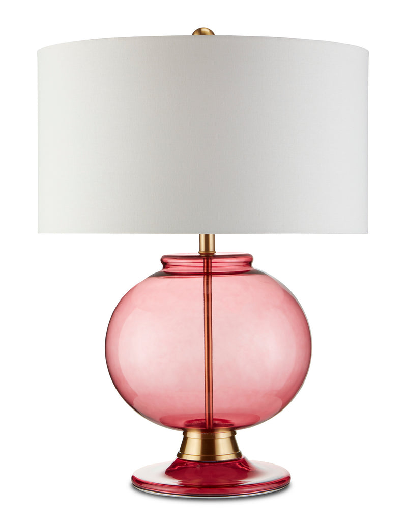 Currey and Company - 6000-0717 - One Light Table Lamp - Jocasta Collection - Clear Red/Brass