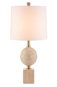Currey and Company - 6000-0718 - One Light Table Lamp - Adorno Table Lamp - Natural/Beige/Antique Brass