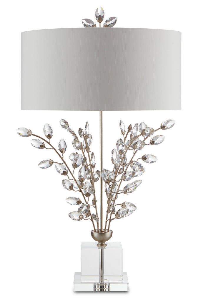 Currey and Company Two Light Table Lamp from the Forget-Me-Not collection in Silver Leaf/Clear finish