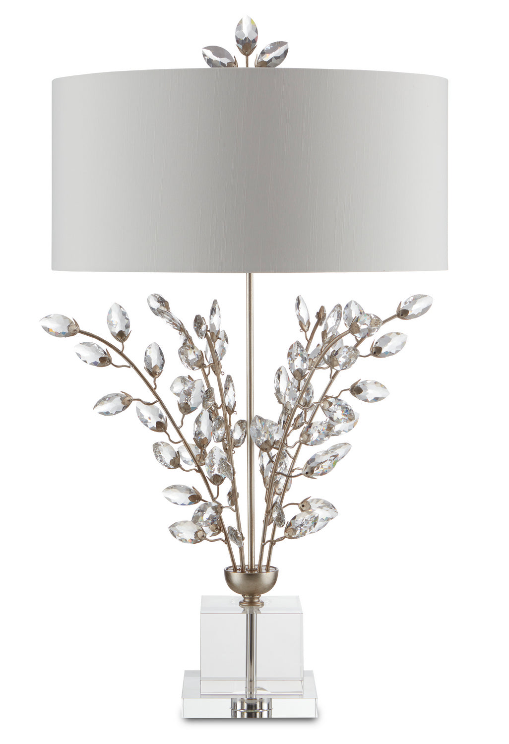 Currey and Company - 6000-0727 - Two Light Table Lamp - Forget-Me-Not Collection - Silver Leaf/Clear