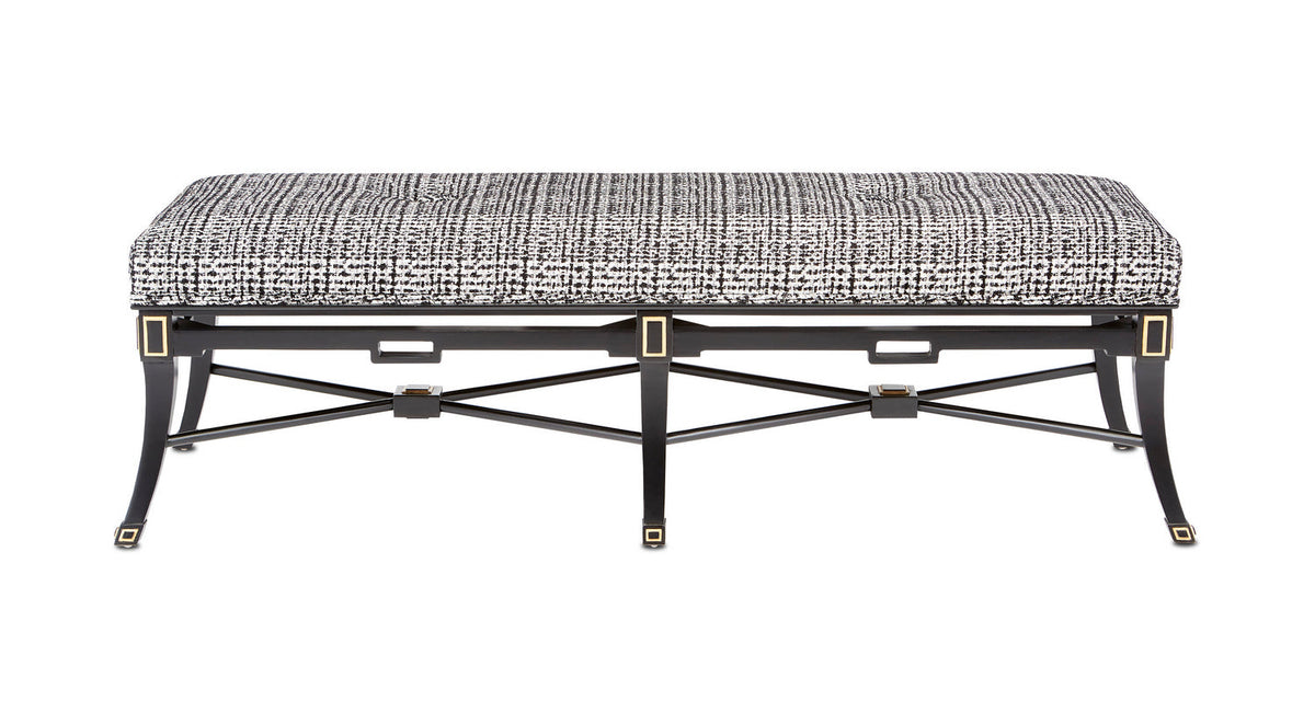 Currey and Company Bench from the Scarlett collection in Black/Gold Leaf finish