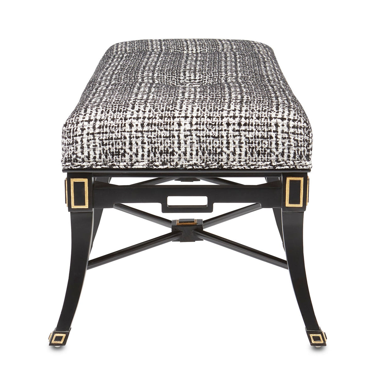 Currey and Company Bench from the Scarlett collection in Black/Gold Leaf finish
