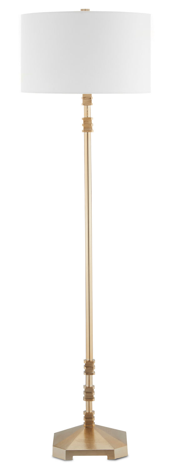 Currey and Company One Light Floor Lamp from the Pilare collection in Shiny Gold finish