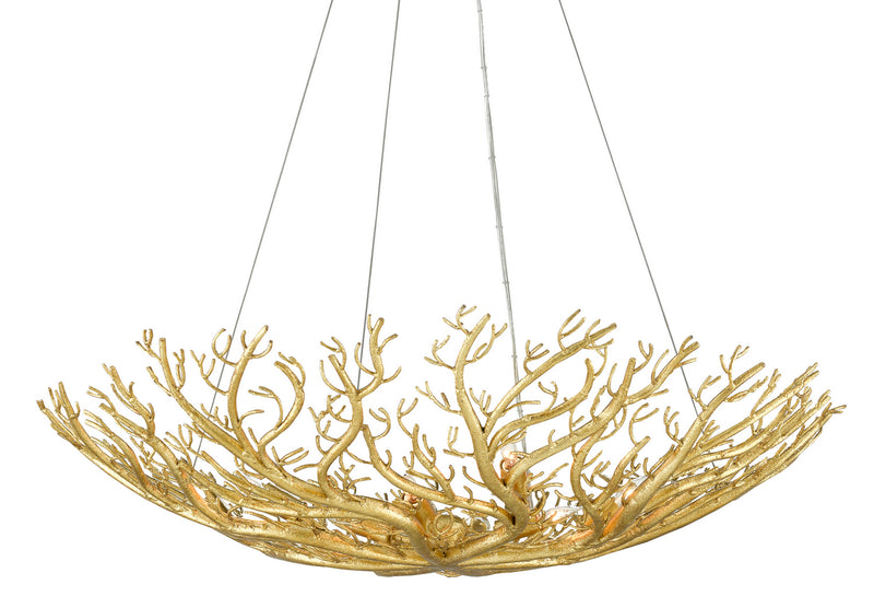 Currey and Company - 9000-0780 - Eight Light Chandelier - Sea Fan Collection - Gold Gilt
