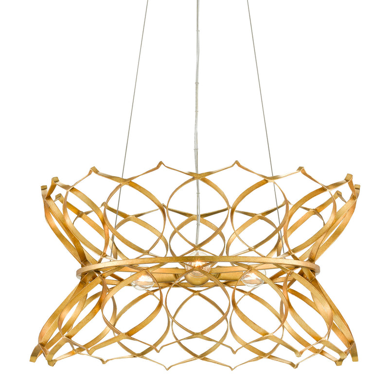 Currey and Company - 9000-0799 - Three Light Chandelier - Contemporary Gold Leaf