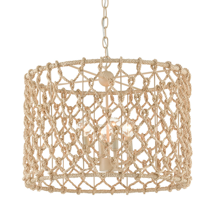 Currey and Company Four Light Chandelier from the Chesapeake collection in Beige/Smokewood/Natural Rope finish