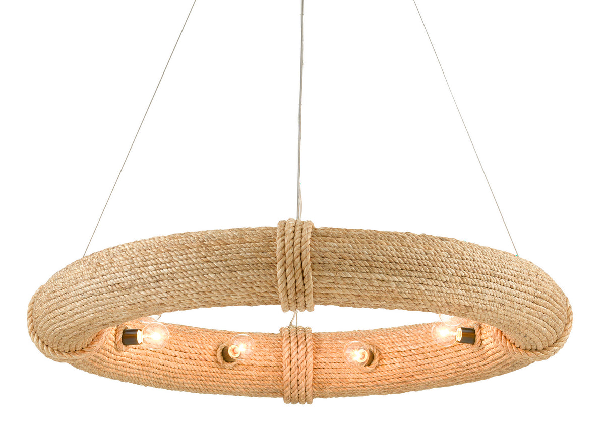 Currey and Company - 9000-0804 - Eight Light Chandelier - Portmeirion Collection - Satin Black/Abaca Rope