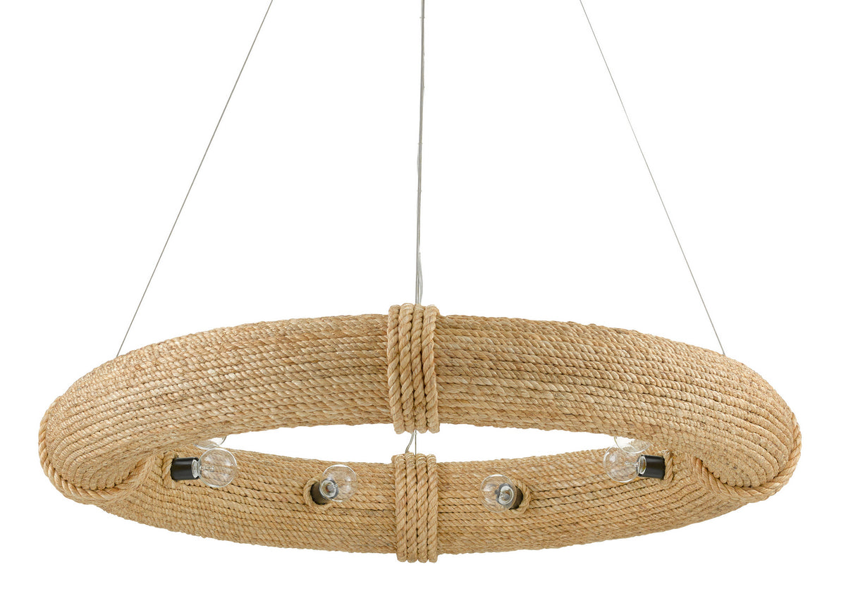 Currey and Company - 9000-0804 - Eight Light Chandelier - Portmeirion Collection - Satin Black/Abaca Rope