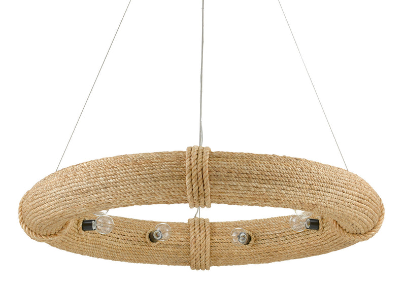 Currey and Company - 9000-0804 - Eight Light Chandelier - Portmeirion Collection - Satin Black/Abaca Rope