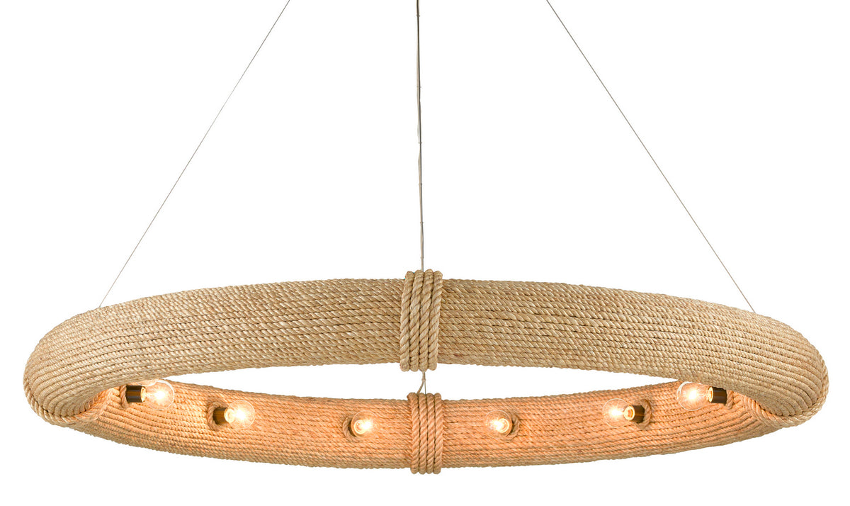 Currey and Company - 9000-0805 - 12 Light Chandelier - Portmeirion Collection - Satin Black/Abaca Rope