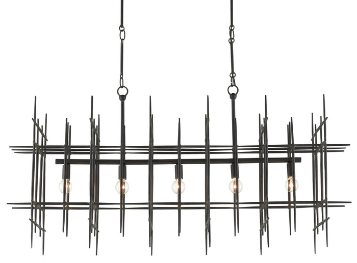 Currey and Company Five Light Chandelier from the Steelhouse collection in Blacksmith finish