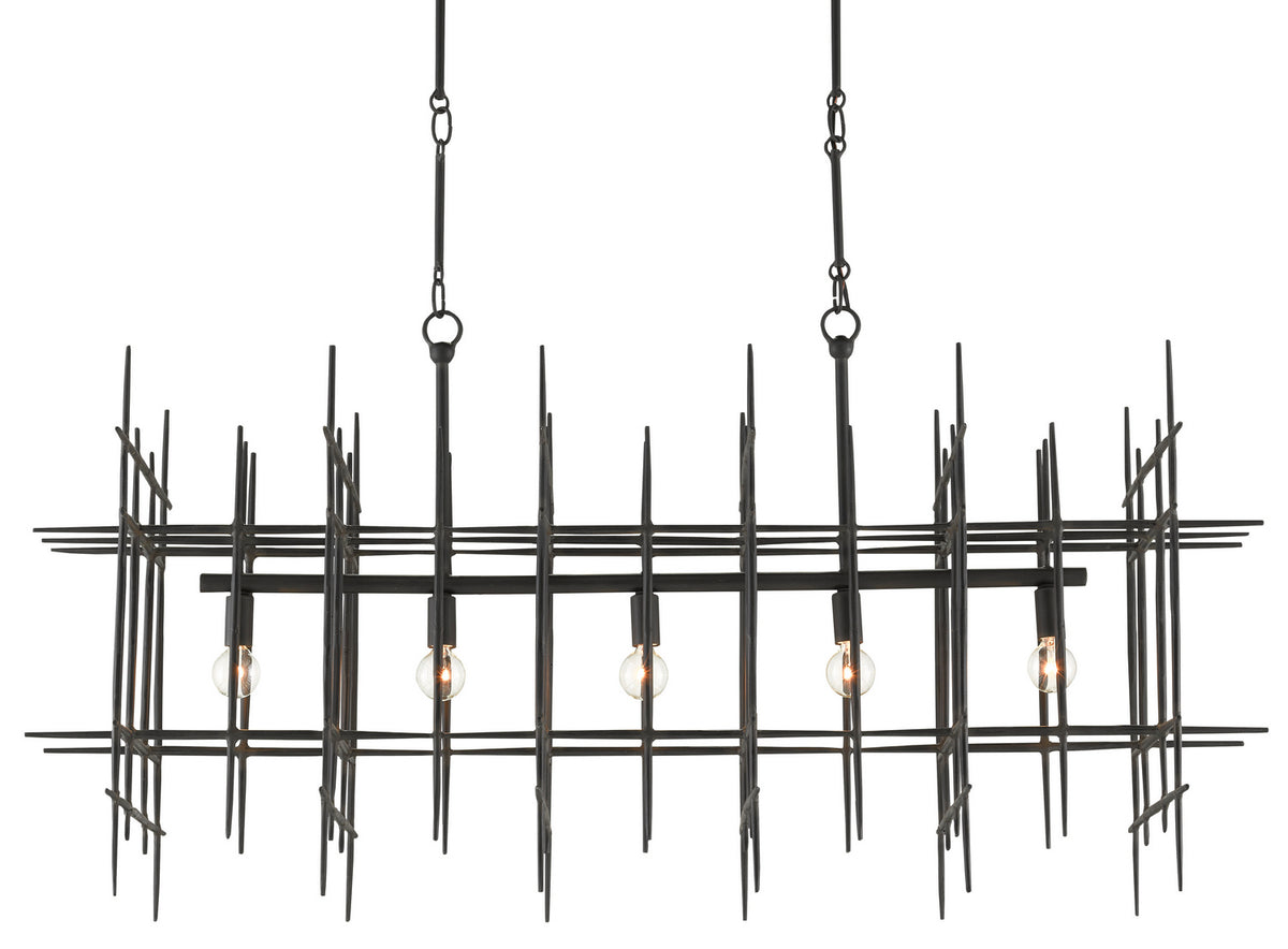Currey and Company - 9000-0809 - Five Light Chandelier - Steelhouse - Blacksmith