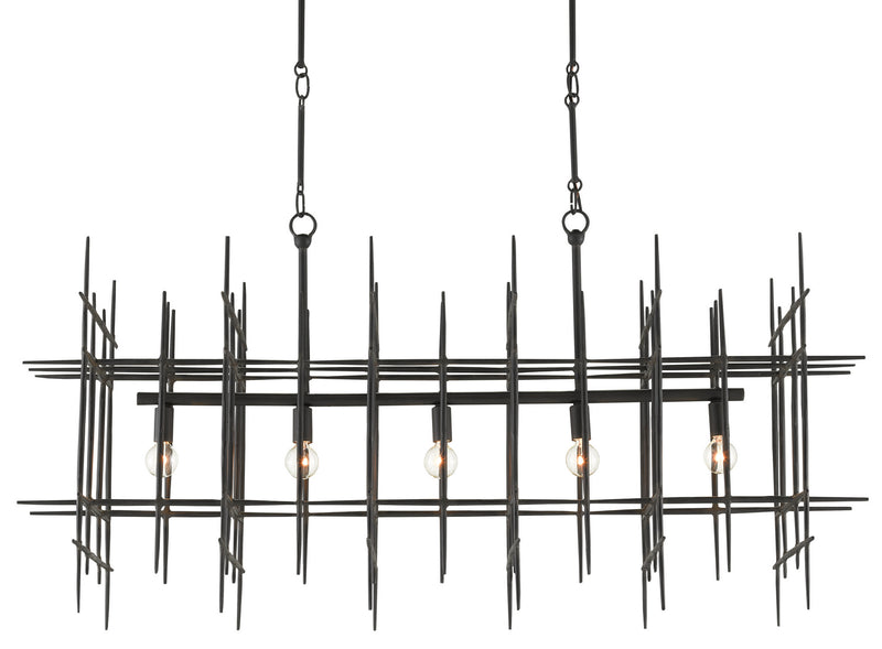 Currey and Company - 9000-0809 - Five Light Chandelier - Steelhouse - Blacksmith